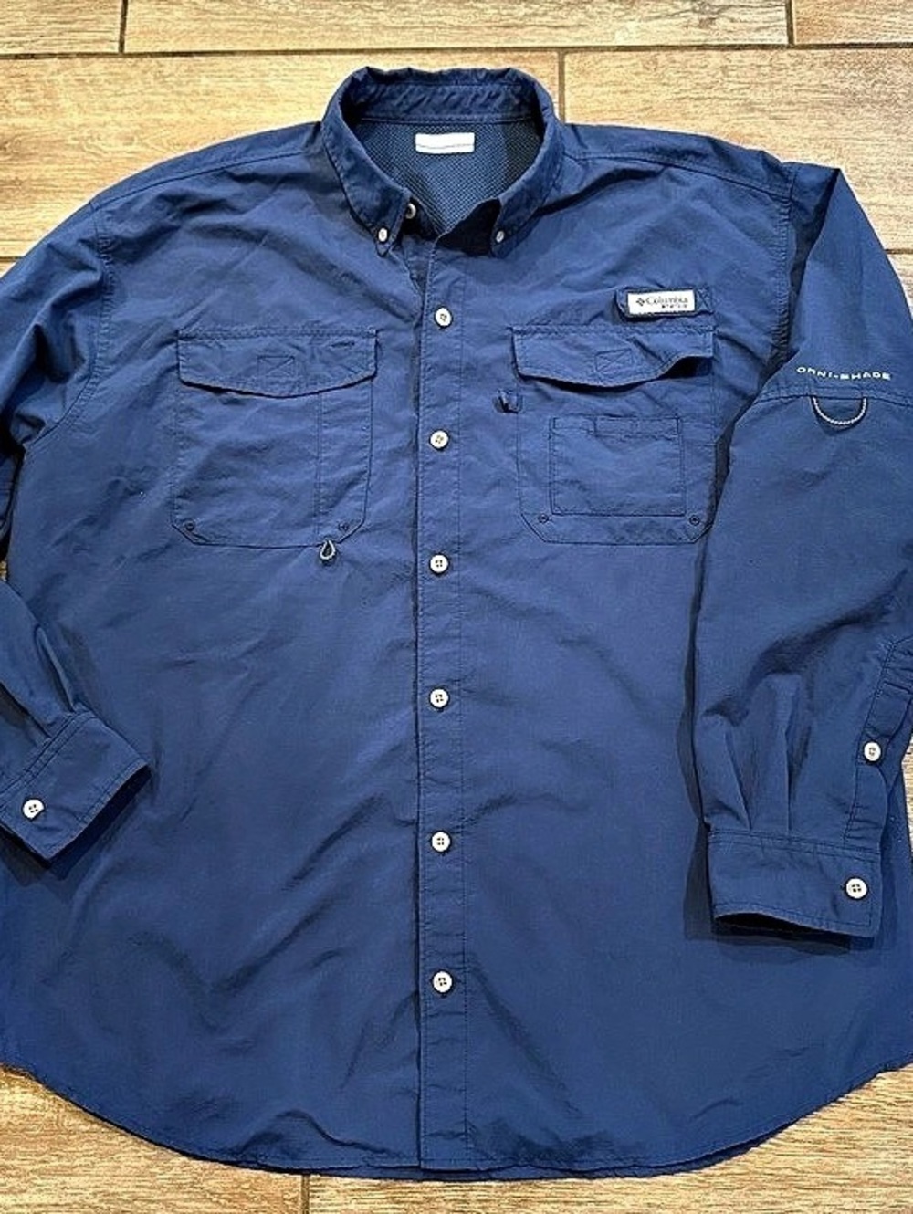 Columbia Men's PFG Tamiami II Long Sleeve Shirt Blue Large